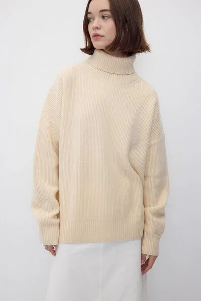 Rita Row Rita Row Rollkragenpullover LUME aus Wolle und Kaschmir, Beige, – Produktbild 2 von 3