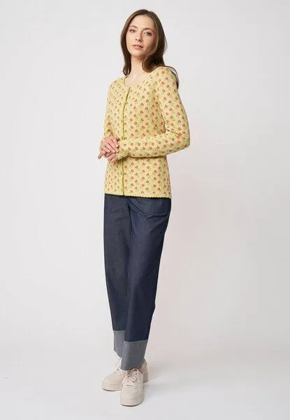 LANA Organic LANA Organic Strickjacke Jaquardmuster für Damen, Modell Lena, Rosalina dusty yellow, – Produktbild 3 von 4