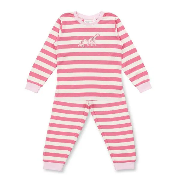 Sense Organics sense-organics Sense Organics Bio Baumwolle Kinder Schlafanzug 2-Teiler, Pink stripes giraffe, – Produktbild 1 von 2