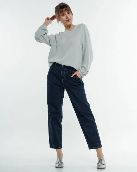 Alma & Lovis Alma & Lovis High Waist Jeans aus Bio-Baumwolle | Mum Jeans, Dunkelblau, – Produktbild 2 von 4