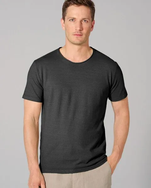 HempAge HempAge T-Shirt mit Rollsaum 56% Biobaumwolle, 44% Hanf, Black (schwarz), – Produktbild 1 von 4