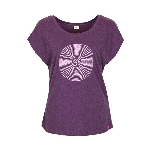 Jaya Jaya OM - Damen - loose cut T-Shirt aus 100% Biobaumwolle, Purple melange/lila, – Produktbild 3 von 3