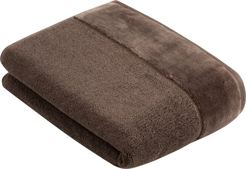VOSSEN VOSSEN Badetuch Pure, Frottier (1-St), Baumwolle & VEGAN, mit eleganter Veloursbordüre, Braun, – Produktbild 1 von 3