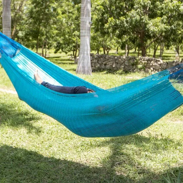 MacaMex MacaMex Mexikanische Netzhängematte Matrimonial Baumwolle, Cielo (hellblau), – Produktbild 3 von 4