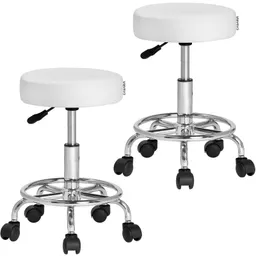 Casaria® Rollhocker 2er-Set Kunstleder Weiß 360° drehbar – Produktbild 1 von 1