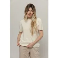 Rifò - Circular Fashion Made in Italy Rifò - Circular Fashion Made in Italy Carlotta Kurzarm-Pulllover aus recykelter und Bio-Baumwolle, Ecru, – Produktbild 1 von 1
