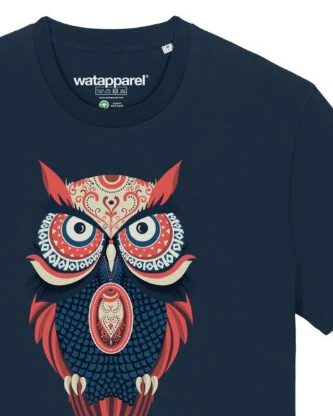 watapparel watapparel T-Shirt Unisex Colorful Owl, French navy, – Produktbild 3 von 3