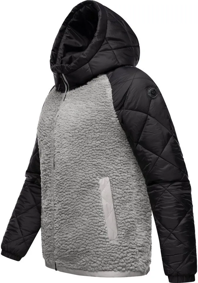 ragwear ragwear Outdoorjacke Leeloo Damen Übergangsjacke aus Teddyfleece mit gesteppten Ärmeln, Braun|grau, – Produktbild 3 von 5
