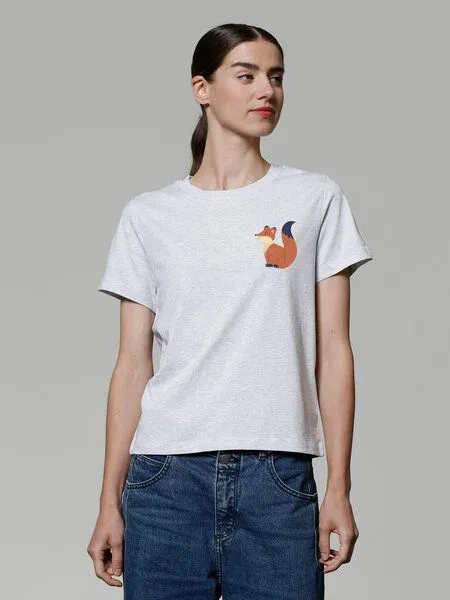 watapparel watapparel T-Shirt Frauen Cute Fox, Cool heather grey, – Produktbild 2 von 3