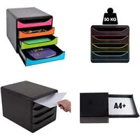Exacompta Exacompta Schubladenbox Big Box Plus "Aquarel", 347x278x267 mm, DIN A4+, 4 Schubladen – Produktbild 1 von 1