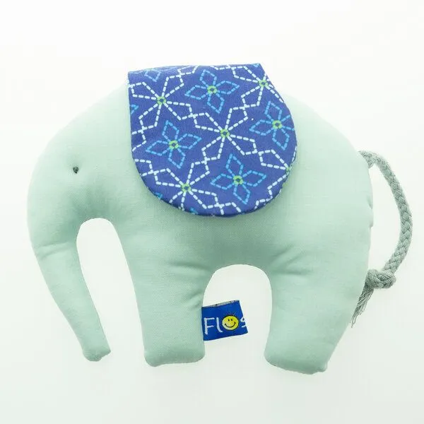 Flosinn Flosinn Knistertier Baby Kleiner Elefant Bio-Greifling, Blau mint, – Produktbild 1 von 4