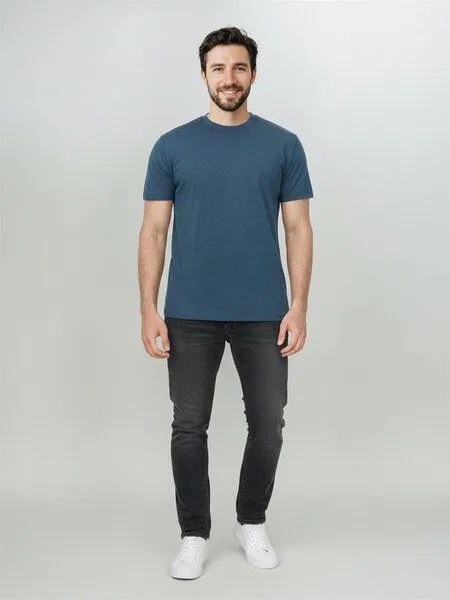 GreenBomb GREENBOMB Basic Loom - Funktionales T-Shirt aus Merino-Wolle / Fair & Vegan, Blau (blue pine), – Produktbild 3 von 4