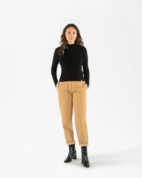 MATONA Matona Geripptes Langarmshirt für Frauen aus Bio-Baumwolle / Ribbed Collared Longsleeve, Onyx, – Produktbild 3 von 4