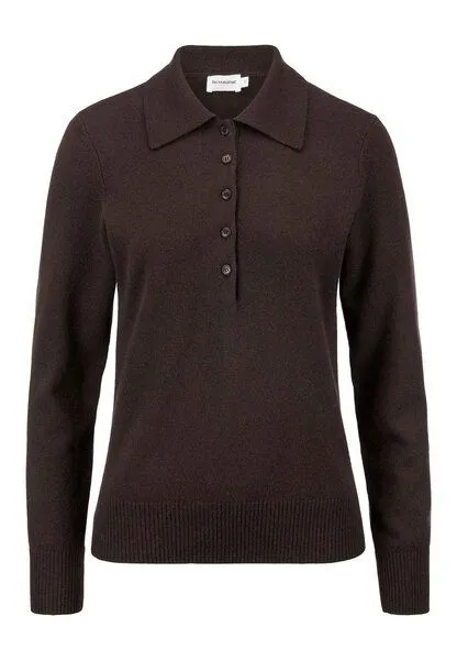 hessnatur hessnatur Polo-Pullover Regular aus Bio-Schurwolle mit Cahsmere, Kakao braun, – Produktbild 3 von 4