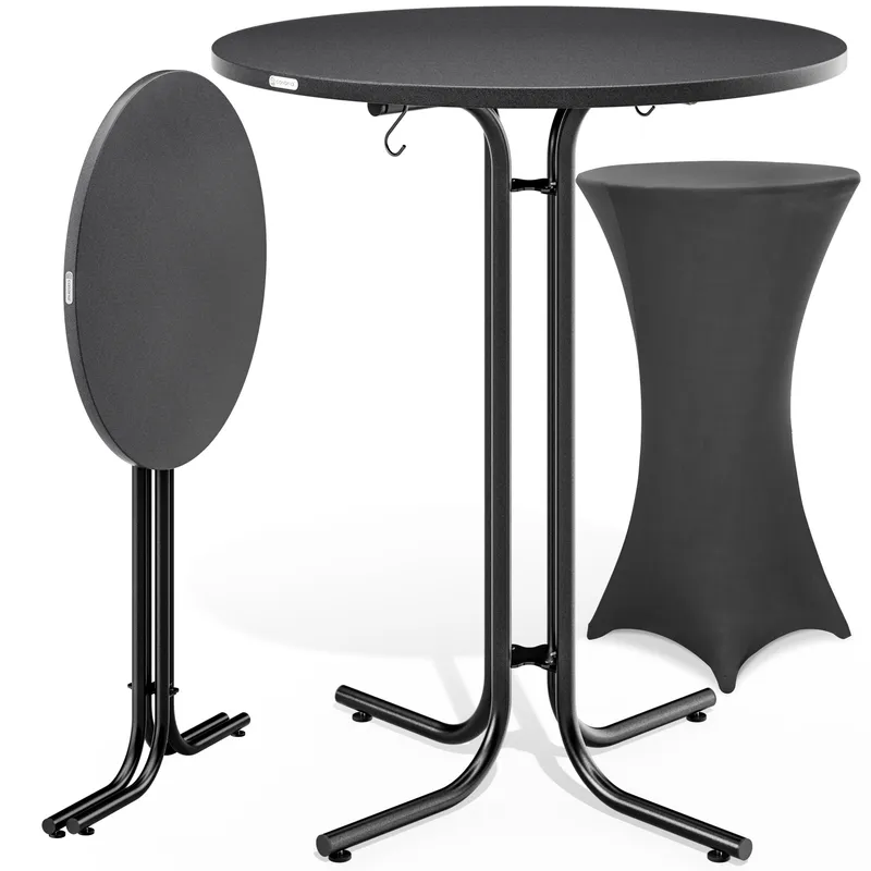 Casaria® Stehtisch Grau 110x80cm + Stehtischhusse Anthrazit Ø80cm – Produktbild 1 von 2