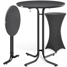 Casaria® Stehtisch Grau 110x80cm + Stehtischhusse Anthrazit Ø80cm – Produktbild 1 von 1