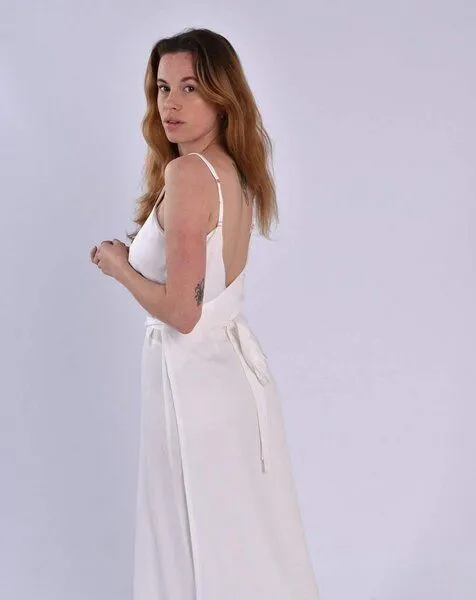 Aatise Aatise Langes Cocktailkleid rückenfrei mit Wickeleffekt Zino, Weiß, – Produktbild 1 von 4