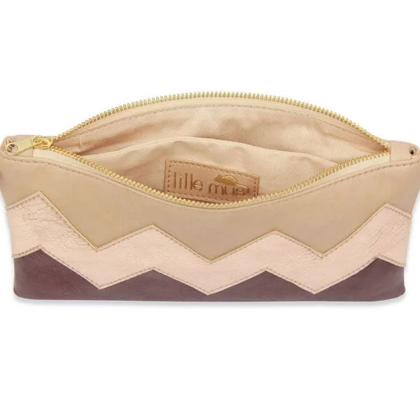 lille mus lille mus Zick-Zack-Clutch ZILIA mit Umhängekette, Beige/roségold/bordeaux, – Produktbild 3 von 4