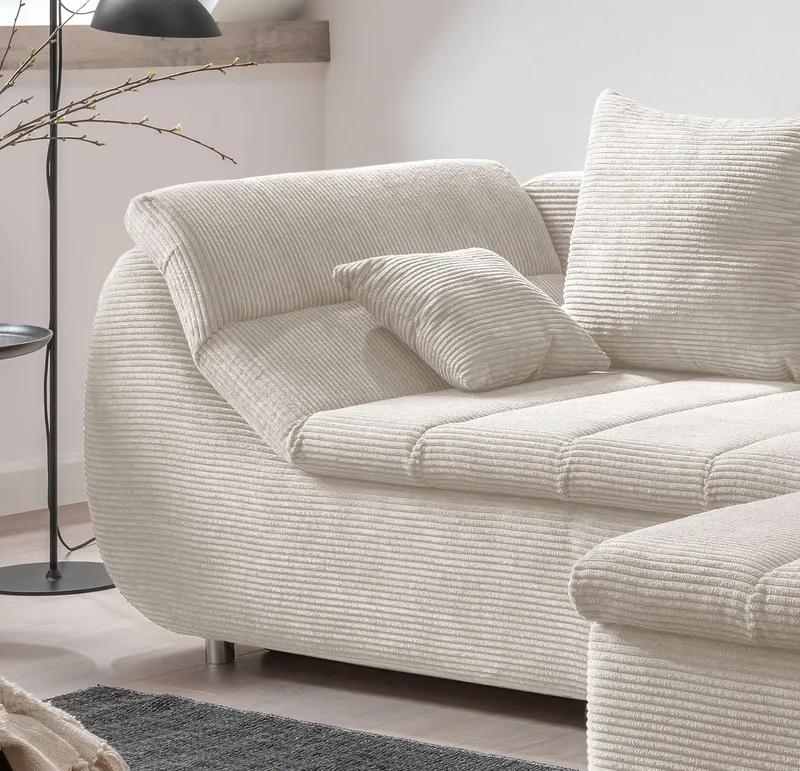 Home affaire Ecksofa Imola, bequem, aktuelle Steppung im Sitz, L-Form, Breite 270cm, wahlweise mit Bettfunktion, Beige|braun, – Produktbild 1 von 8