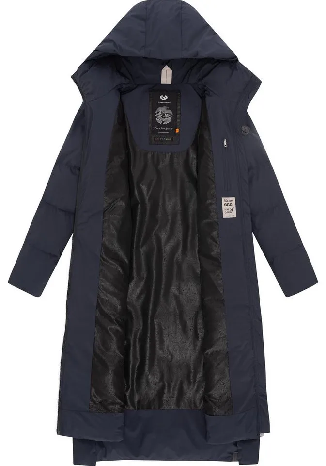 ragwear ragwear Wintermantel Patrise Extralanger Damen Winter Steppmantel mit Gehschlitzen, Blau, – Produktbild 1 von 3