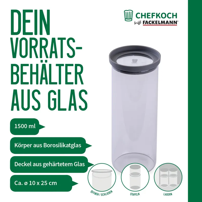 Chefkoch trifft Fackelmann Chefkoch trifft Fackelmann Vorratsglas, 1,5L – Produktbild 3 von 3