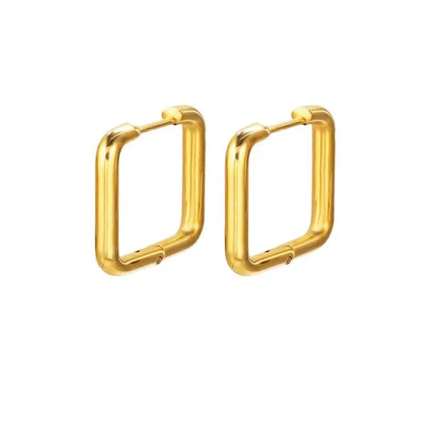 ELEKTROPULLI ELEKTROPULLI Grafische Quadrat Creolen, Gold, – Produktbild 2 von 2