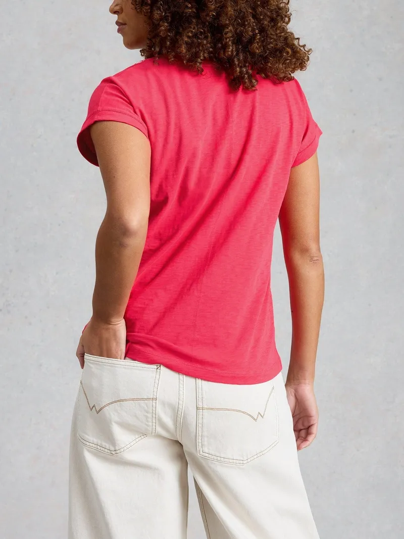 White Stuff Besticktes T-Shirt Nelly - 44, Leuchtend rosa, – Produktbild 4 von 4