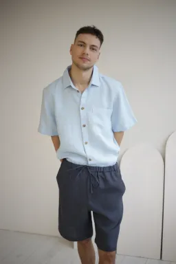 Amber Linen Amber Linen Herren vegan Shorts Miami Holzkohle Grau – Produktbild 1 von 1