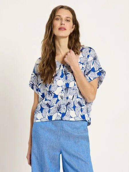 LANIUS LANIUS Blusenshirt aus TENCEL, Print bloom lapis, – Produktbild 1 von 4