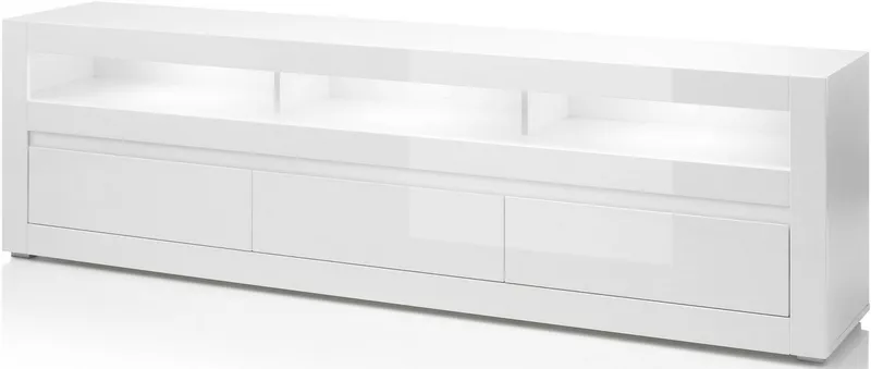 Home affaire Lowboard Carat, Breite 217 cm, Zierleiste 1x betonfarben und 1x weiß, Weiß, – Produktbild 2 von 5