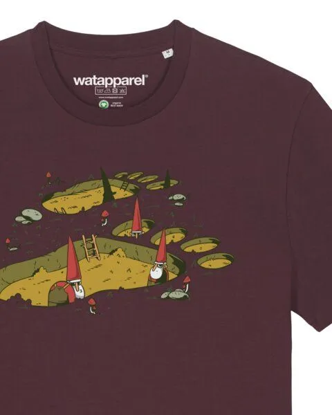 watapparel watapparel T-Shirt Unisex Gnome Footprint, Red brown, – Produktbild 3 von 3