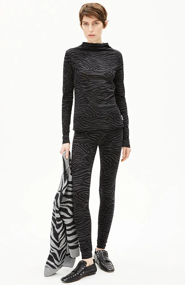 ARMEDANGELS ARMEDANGELS Damen vegan Longsleeve Calunaa Zebra Schwarz/Grau, Schwarz, – Produktbild 2 von 2