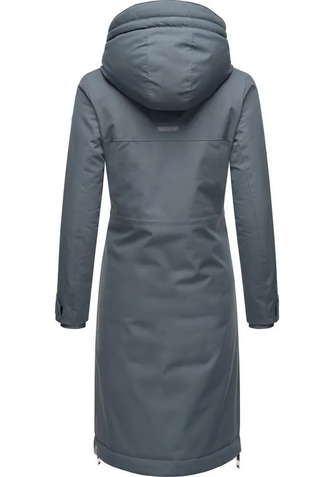 ragwear ragwear Wintermantel Refutura Remake Langer wasserdichter Mantel mit Kapuze, Grau, – Produktbild 4 von 4