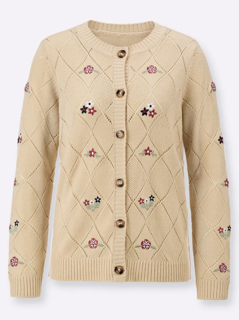 Witt Ajourstrickjacke, Sand, – Produktbild 2 von 2