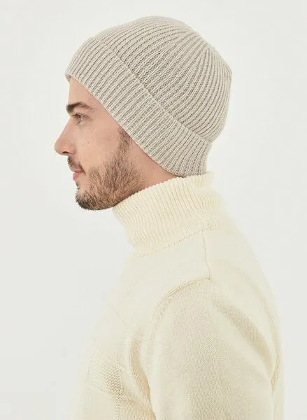 ORGANICATION ORGANICATION Unisex Strick-Beanie aus Bio-Merinowolle und Bio-Baumwolle, Stone, – Produktbild 2 von 4