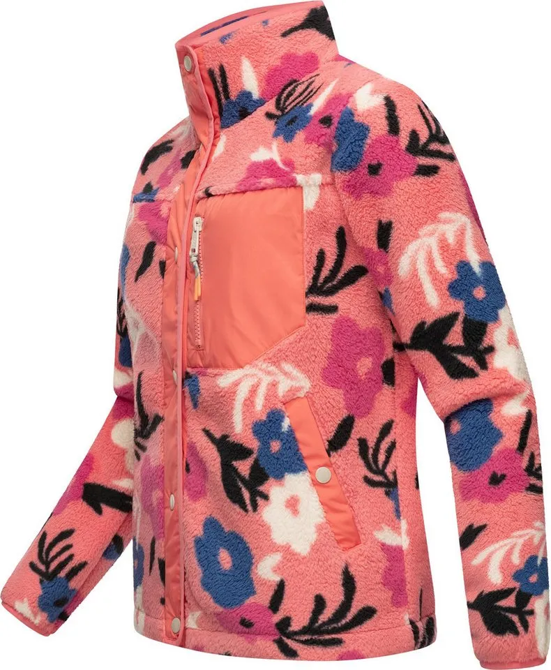 ragwear ragwear Plüschjacke Appopis Print Auffällige flauschige Übergangsjacke aus Teddyfleece, Orange, – Produktbild 3 von 4