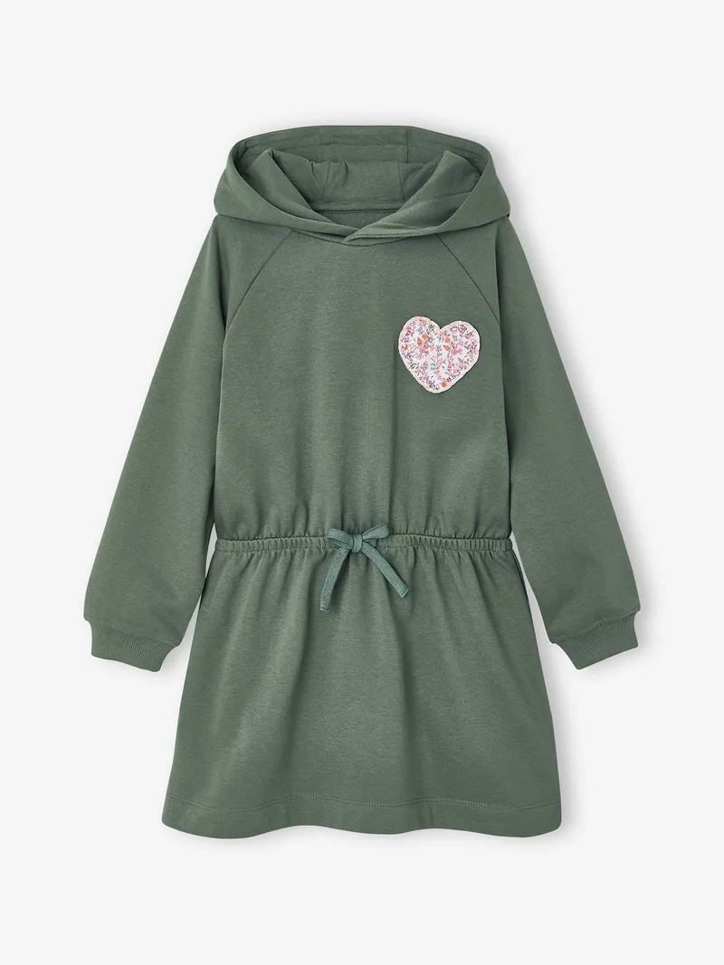 Vertbaudet Kurzes Kapuzenkleid Mädchen, Grün, – Produktbild 3 von 4