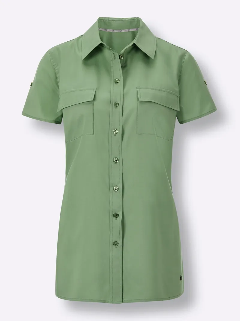Kurzarm-Bluse, Eucalyptus, – Produktbild 2 von 2