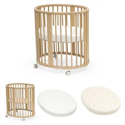 Stokke Set Sleepi Mini Wiegen mit Mini-Matratze und Spannbettlaken - Natural - Ecru – Produktbild 1 von 1