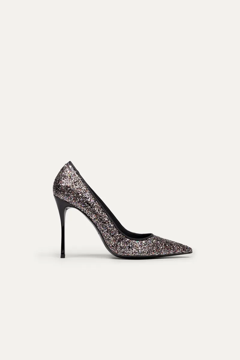 BIKKOU BIKKOU Damen vegan Pumps Friday Night Is Cocktail Night Multicolor Glitter, Hellgrau, – Produktbild 2 von 2