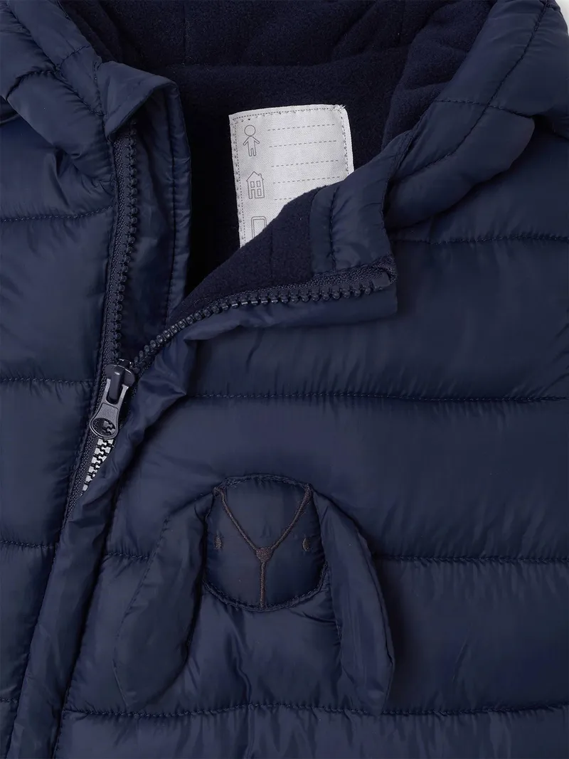 Vertbaudet Baby Winter-Overall mit Hasen-Applikation, Marine, – Produktbild 2 von 3
