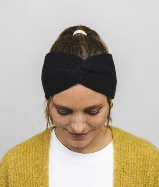 obumi obumi STIRNBAND KNOT AUS KASCHMIR (100% RECYCLED), Black, – Produktbild 1 von 4
