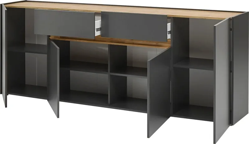 Home affaire Sideboard City/Giron, moderner Schrank, Kommode, Stauraumschrank, zeitlos, modern, ausreichend Stauraum, vielseitig einsetzbar, Grau, – Produktbild 4 von 5