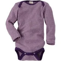 Cosilana Cosilana Baby Body Langarm Baumwolle-Wolle-Seide rosa-pflaume-geringelt Gr.62/68 – Produktbild 1 von 1