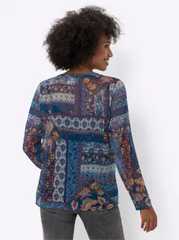 heine Druckbluse marine-ocker-bedruckt – Produktbild 1 von 1