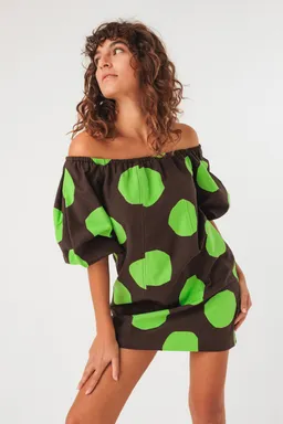 SKFK SKFK Damen vegan Kleid Silbane Braun/Grün – Produktbild 1 von 1