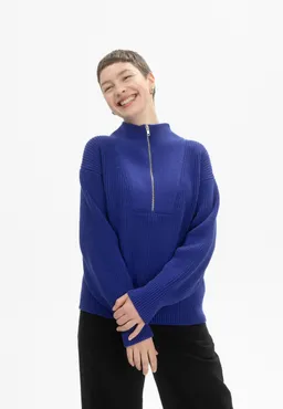 MELA MELA Damen vegan Strickpullover Rippe Kimaya Bold Blue – Produktbild 1 von 1