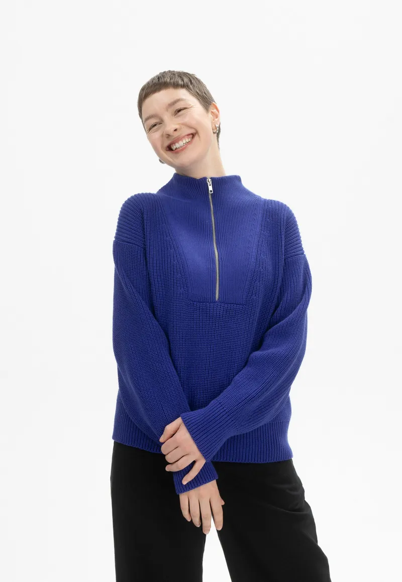 MELA MELA Damen vegan Strickpullover Rippe Kimaya Bold Blue, Dunkelblau, – Produktbild 1 von 1