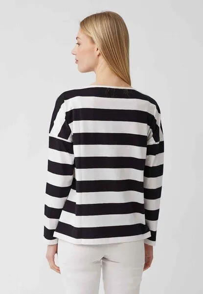 LANA Organic LANA Organic Pyjamashirt, Modell Luna, Schwarz - ecru, – Produktbild 4 von 4