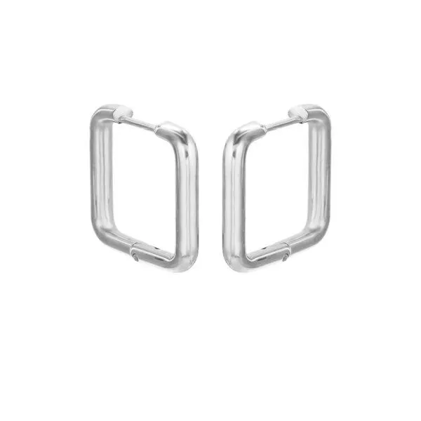 ELEKTROPULLI ELEKTROPULLI Grafische Quadrat Creolen, Silber, – Produktbild 1 von 2